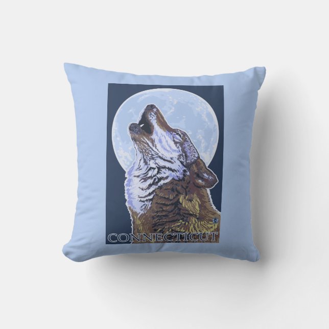 Coussin Loup de ConnecticutHowling (Recto)