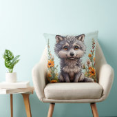 Coussin Loup de dessin animé adorable (Chaise)