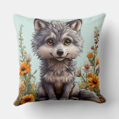 Coussin Loup de dessin animé adorable (Verso)