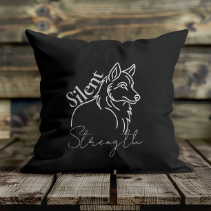 Coussin Loup de force silencieuse
