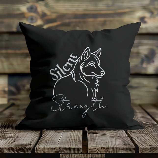 Coussin Loup de force silencieuse (Créateur téléchargé)