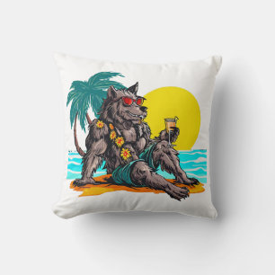 Coussin loup-garou en vacances