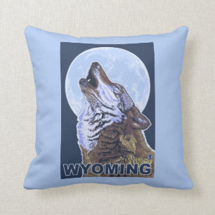 Coussin Loup gris HowlingWyoming