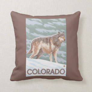 Coussin Loup gris StandingColorado