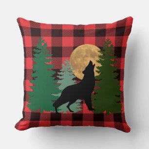Coussin Loup hurlant pleine lune