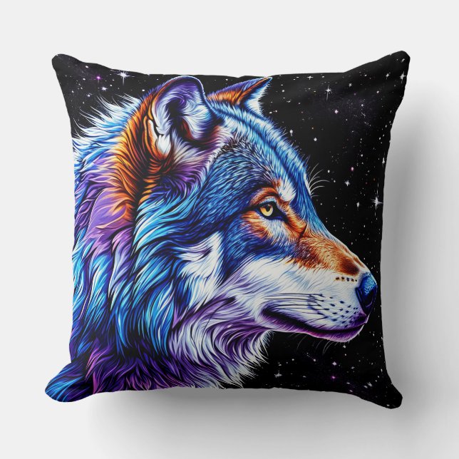 Coussin Loup la nuit (Recto)