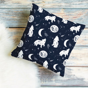 Coussin Loup levrette hurlant à l'oreiller Lune lance