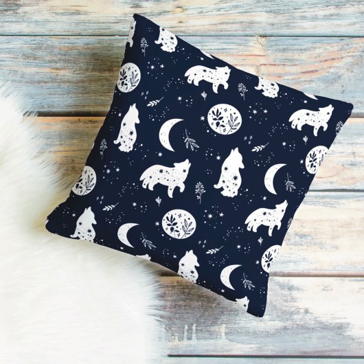 Coussin Loup levrette hurlant à l'oreiller Lune lance