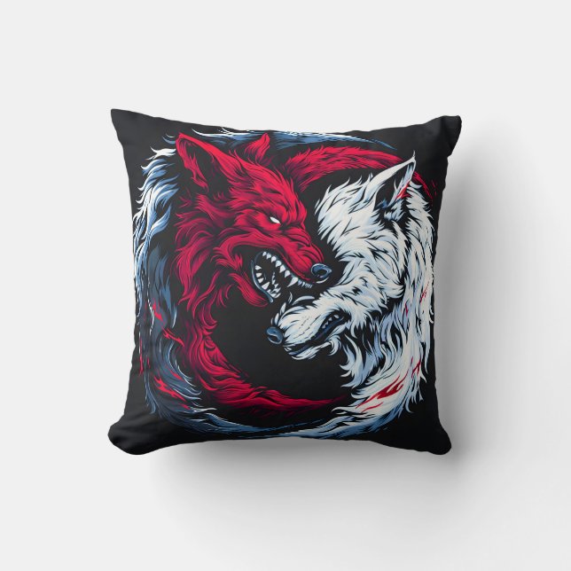Coussin Loup lunaire double sauvage (Recto)