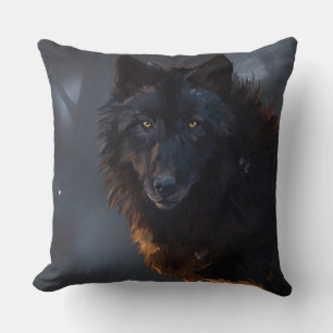 Coussin Loup noir