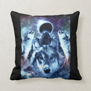 Coussin Loups hurleurs Lune Loup d'hiver