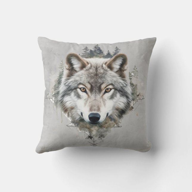 Coussin Loups intenses Loups Nature animale Faune (Verso)