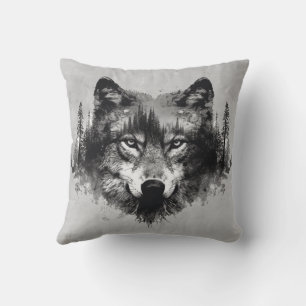 Coussin Loups intenses Loups Nature animale Faune