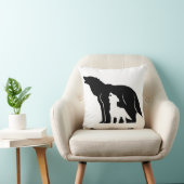 Coussin Loups noirs et blancs (Chaise)