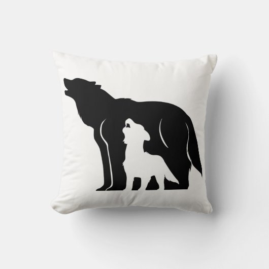 Coussin Loups noirs et blancs (Recto)