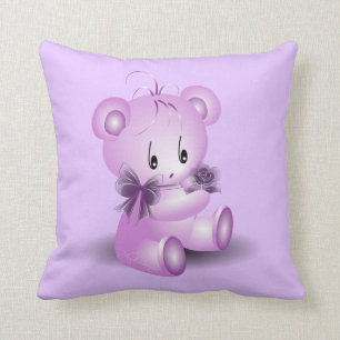 Coussin L'ours de nounours pourpre avec s'est levé