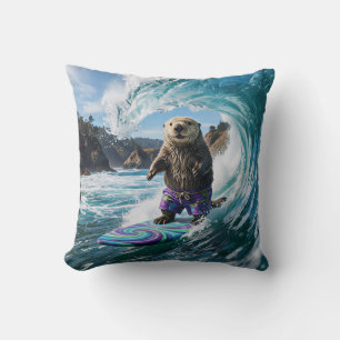 Coussin Loutre de mer surfant en Californie