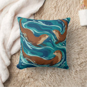 Coussin Loutres des marées dans des courants de sarcelle e (Couverture)