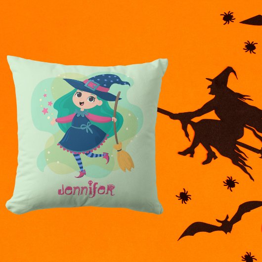 Coussin Lovable Halloween sorcière avec chambre et étoiles