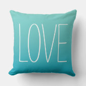 Coussin Love Aqua Blue Modern Typographie simple (Recto)