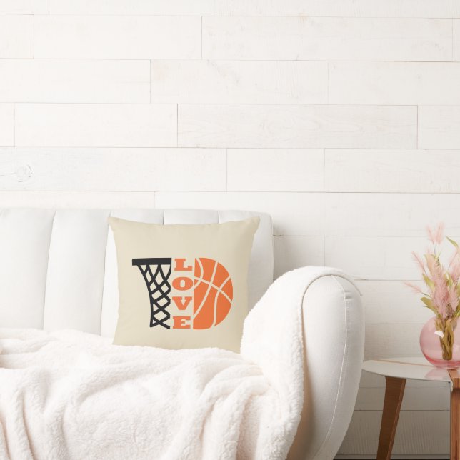Coussin Love Basketball hoop et orange ball (Canapé)