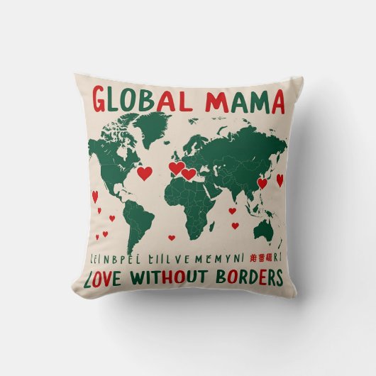 Coussin Love Beyond Borders : World Map Mama & Me Design (Recto)