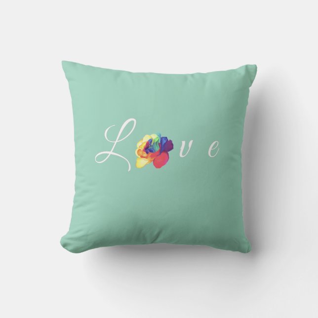 Coussin Love Blooms Rainbow Rose (Recto)