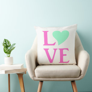 Coussin Love Bride & Co Mariage Rose et Mint Décor