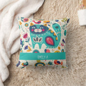 Coussin Love Cats Scandinaves Folk Art Flowers Birds Nom (Couverture)