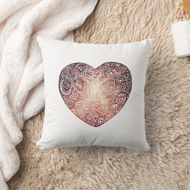 Coussin Love Doodle Heart Art Abstrait (Couverture)