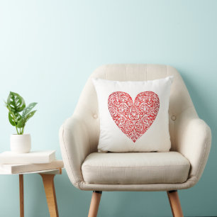 Coussin Love Doodle Heart Art Abstrait, No 02