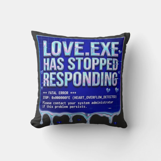 Coussin Love Exe Écran Bleu de la Mort Y2K Tech Drôle Pr (Recto)