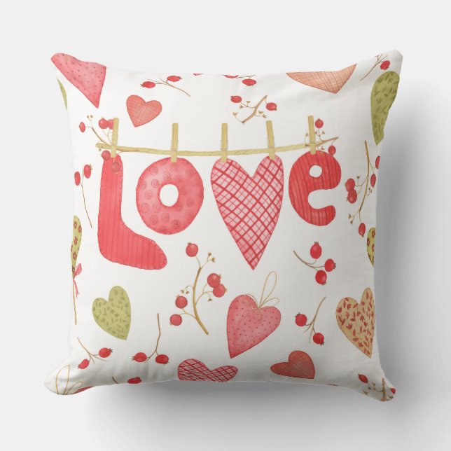 Coussin Love Hearts Retro Saint Valentin Motif cadeau (Recto)