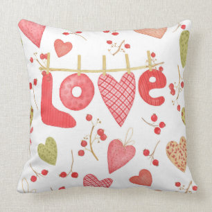 Coussin Love Hearts Retro Saint Valentin Motif cadeau