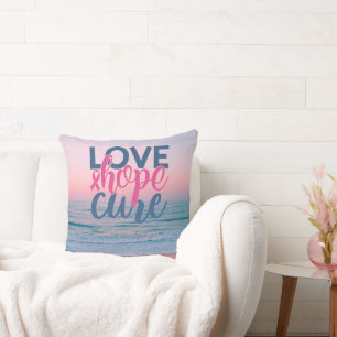 Coussin Love Hope Cure   Pastel Beach Sunset peint à la m