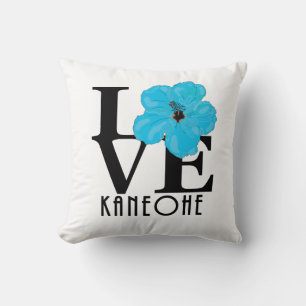 Coussin LOVE Kaneohe Hibiscus bleu