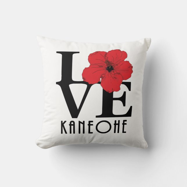 Coussin LOVE Kaneohe Hibiscus rouge (Recto)
