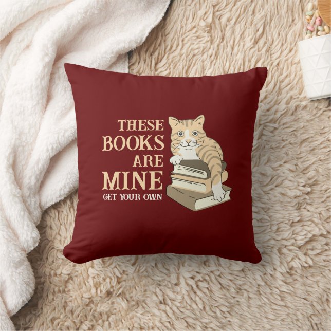 Coussin Love Lire CES LIVRES SONT MINE Drôle Chat (Couverture)
