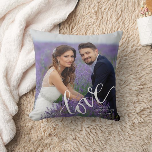 Coussin LOVE Mariage photo Monogramme Keepsaké (Couverture)