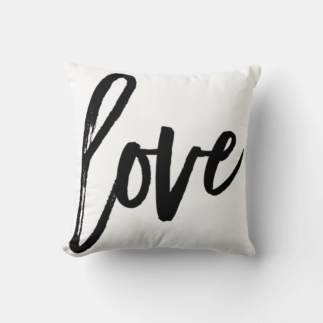 Coussin Love Modern tendance Script Typographie Type Noir (Recto)