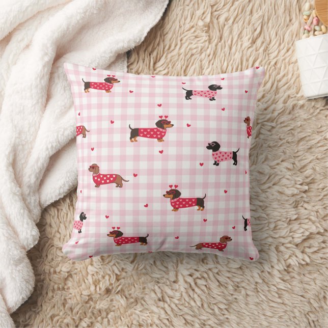 Coussin Love My Dachshund Dog Heart Pattern (Couverture)