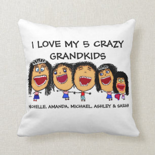 Coussin Love My Five Grandchildren Cartoon