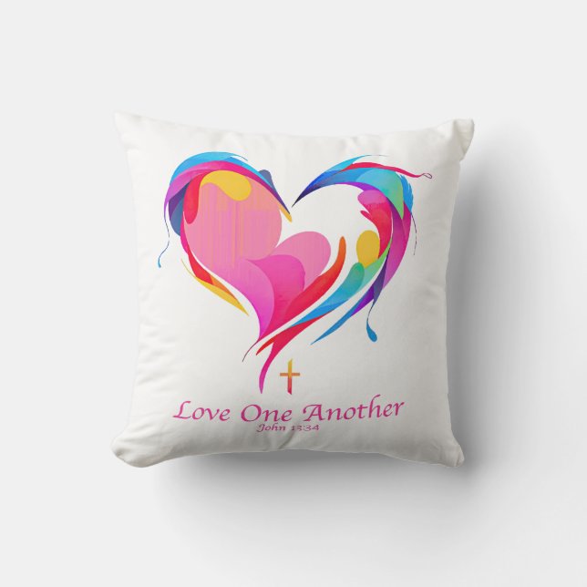 Coussin Love One Another Bible Verse John 1334 (Recto)