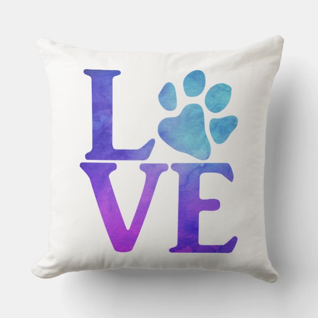 Coussin Love Paw Classic Bleu et violet (Recto)