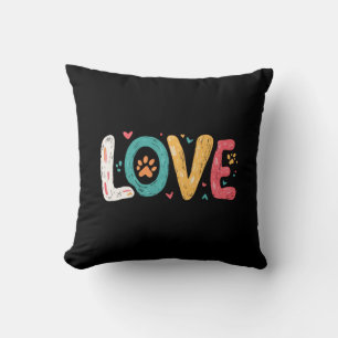 Coussin LOVE Paw – Typographie Artistique pour Amoureux de