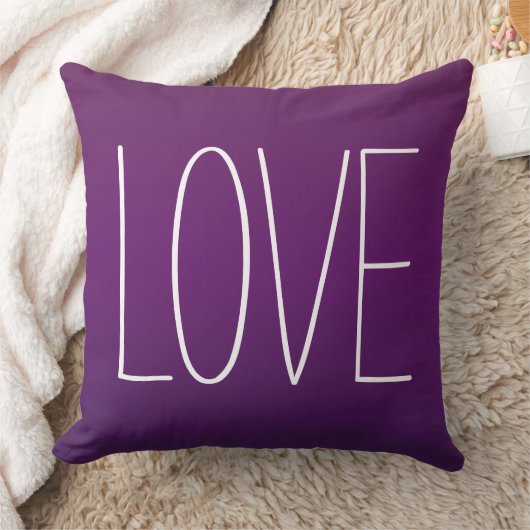 Coussin Love Purple Moderne Typographie Simple (Couverture)