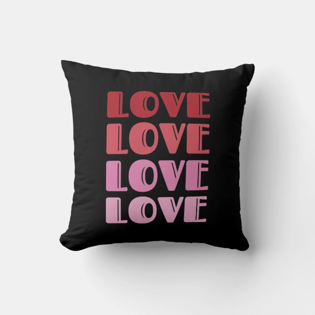 Coussin Love Repeating Text Valentine's Day I Love You (Recto)