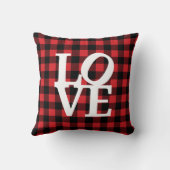 Coussin Love rouge buffle plaid motif (Verso)