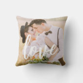 Coussin Love Script Elegant Modern Photo Throw Pillow (Verso)