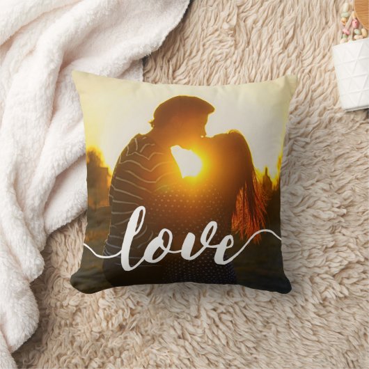 Coussin Love Script Overlay Photo (Couverture)